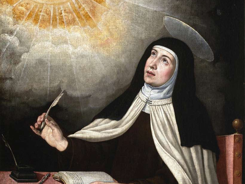St Teresa of Avila looks up to see the holy spirit
