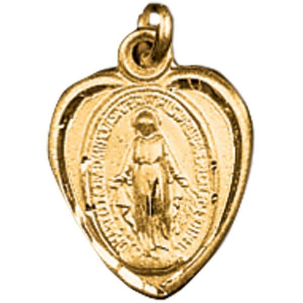 14Kt Heart Miraculous Medal