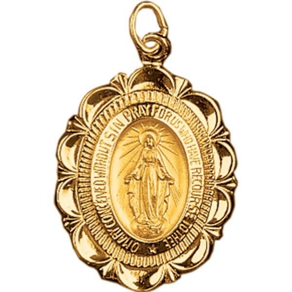 14Kt Gold Miraculous Medal Scalloped