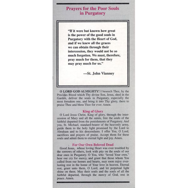 Prayers for Poor Souls Purgatory, Folder – Catholic Home and Church