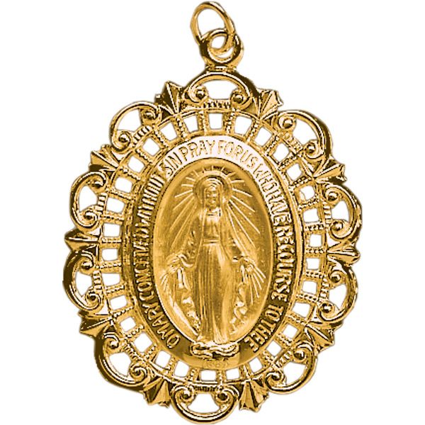 14KT Gold Filigree Miraculous Medal