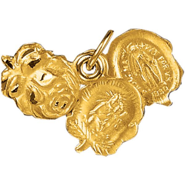 14KT Three Way Rosebud Medal