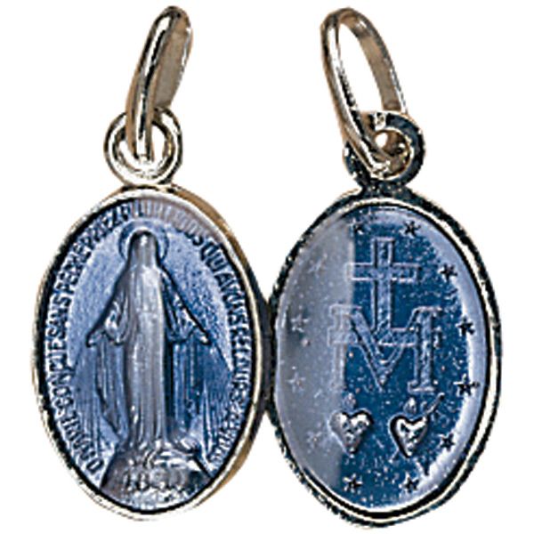 Petite Miraculous Medal with Blue Enamel