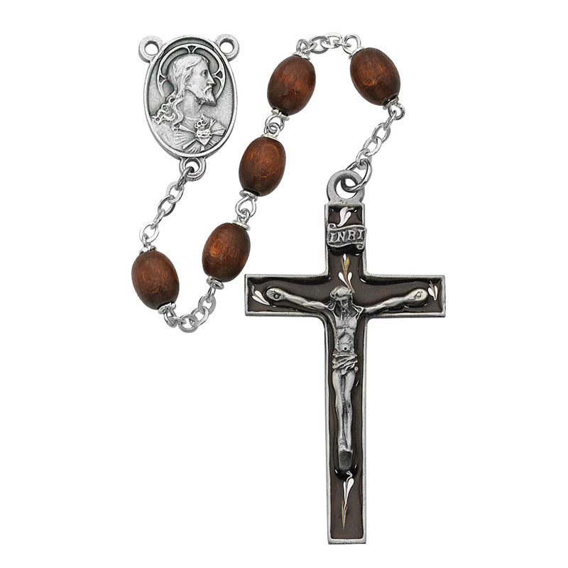 Brown Wood Bead Rosary