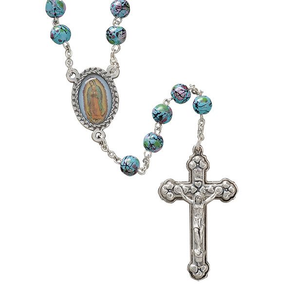 Turquoise Guadalupe Rosary 20"
