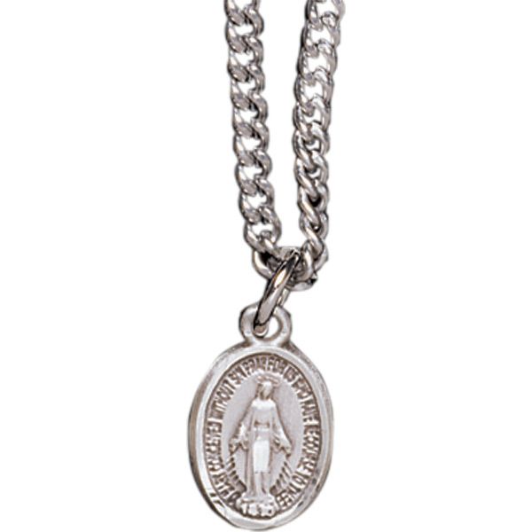 SS Petite Miraculous Medal 18" Stainless Steel Chain