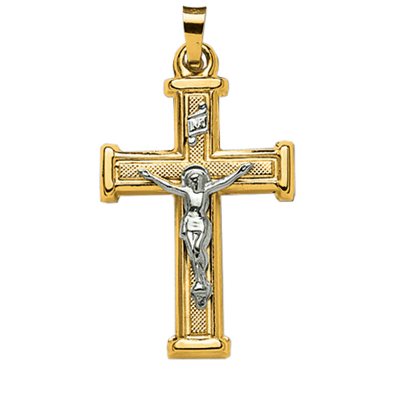 14KT Two Tone Crucifix 1 1/4"