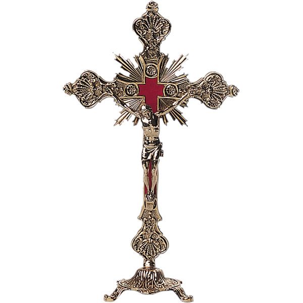 Standing Gold Metal Crucifix