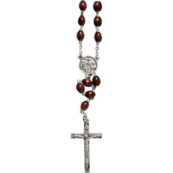 Oval Wood Bead Rosary