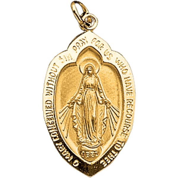 14KT Gold Shield Miraculous Medal