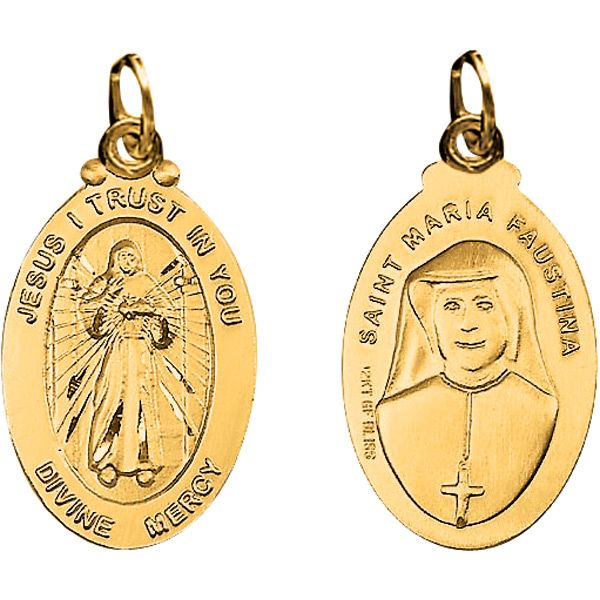 14Kt Divine Mercy/St Faustina Medal