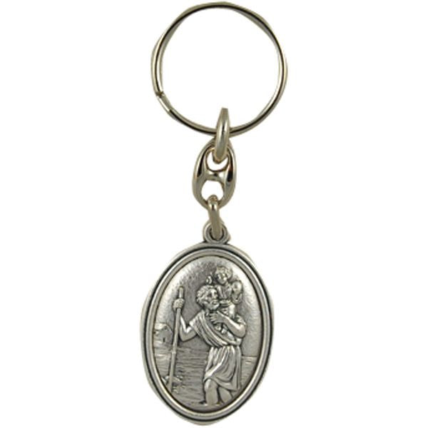 St Christopher Oval Italian Keychain