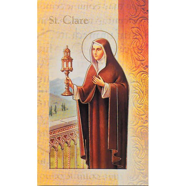 Clare Mini Lives of the Saints Holy Card