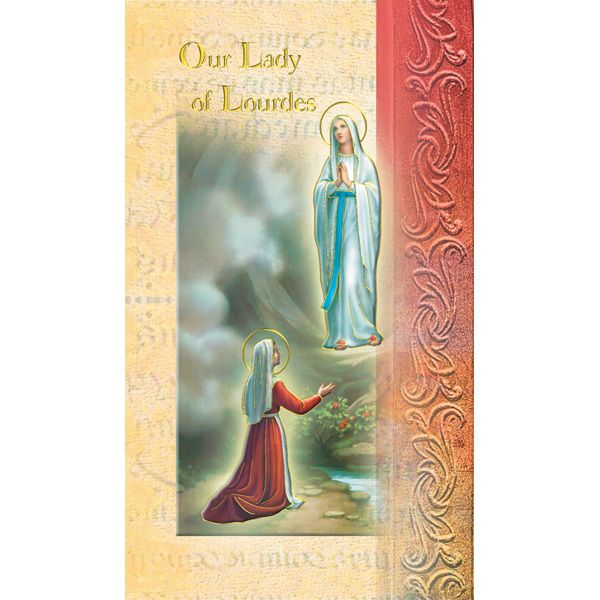 OL Lourdes Mini Lives of the Saints Holy Card