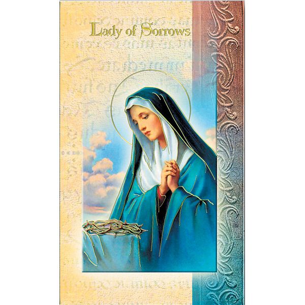 OL Sorrows Mini Lives of the Saints Holy Card