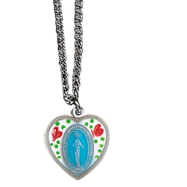 Cloisonne Heart Shaped Miraculous Medal