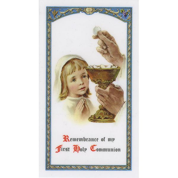 Communion Girl with Chalice Holy Card – Catholic Home and Church