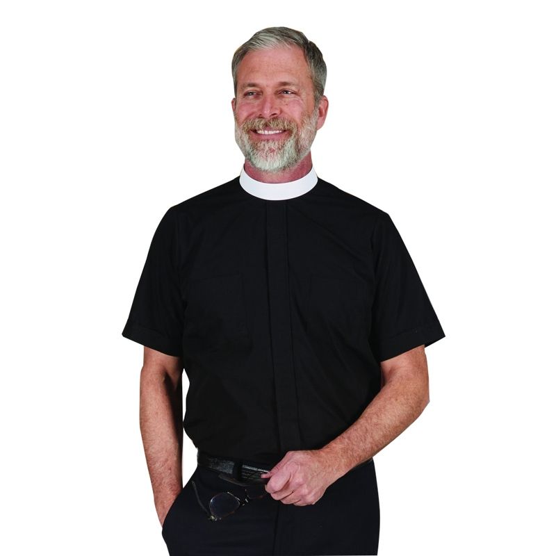 Short Sleeve Neckband Clerical Shirt