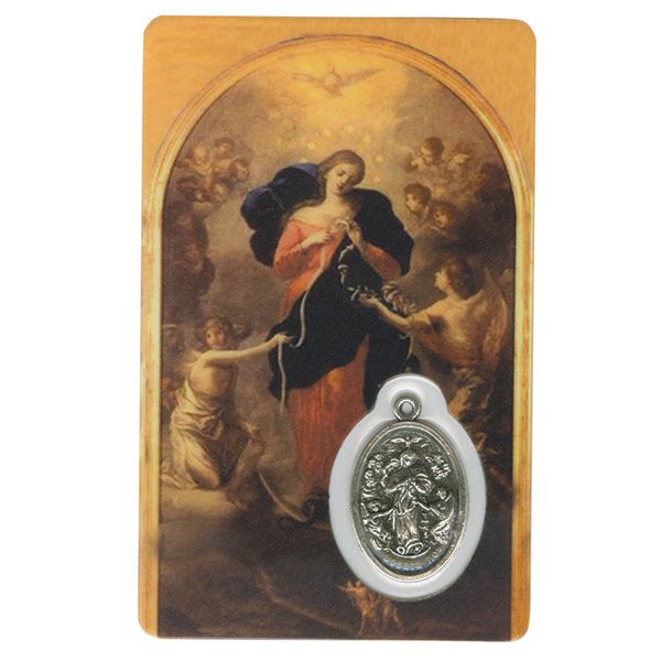 Mary Undoer of Knots Devotional Holy Card with Medal