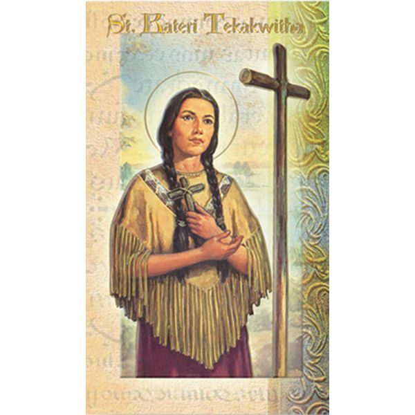 St Kateri Tekakwitha Mini Lives of the Saints Holy Card