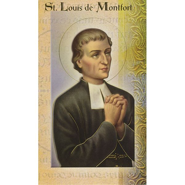 St Louis De Montfort Mini Lives of the Saints Holy Card