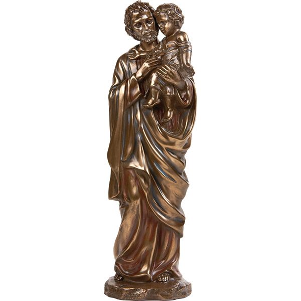 Bronze St Joseph and Child Statue