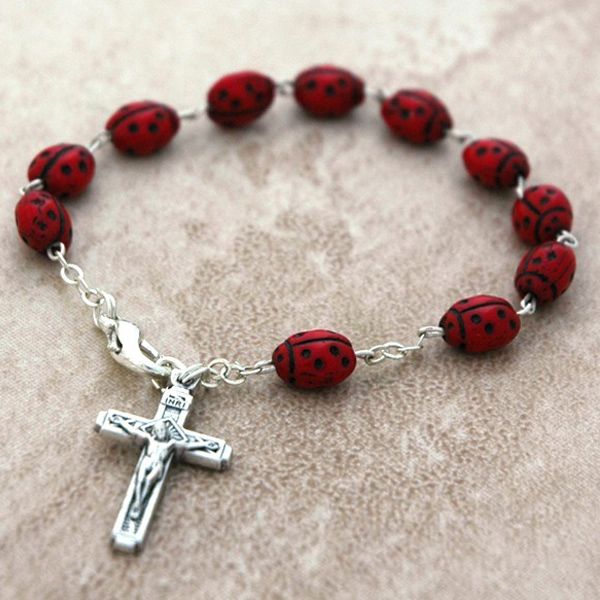 Lady Bug Rosary Bracelet