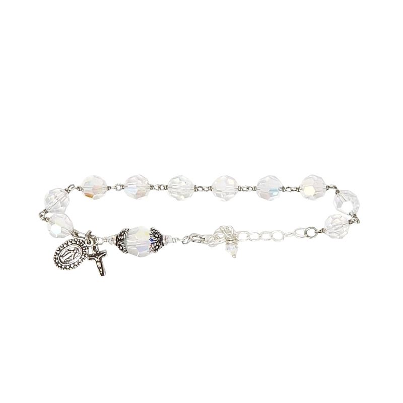 Sterling Silver Swarovski Crystal Rosary Bracelet