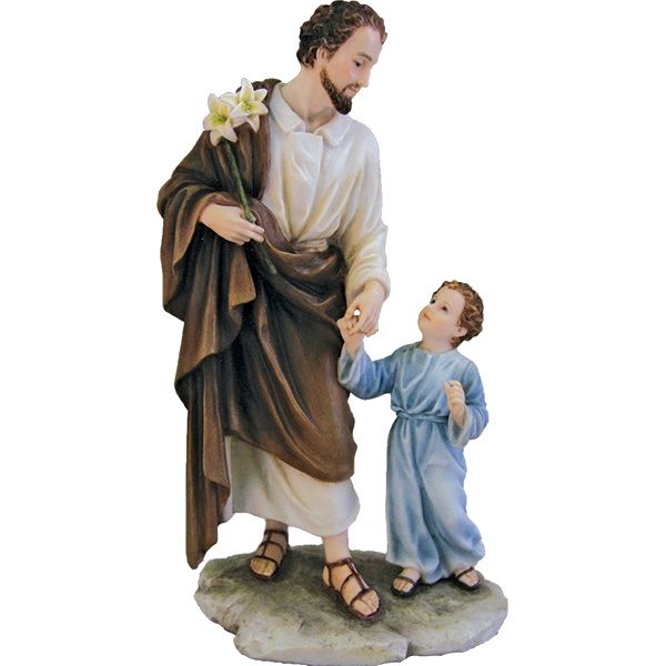 8" St Joseph and Child Colored Veronese Statue