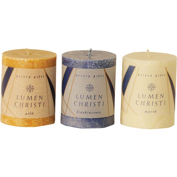 Gold Frankincense and Myrrh Candles Set of 3