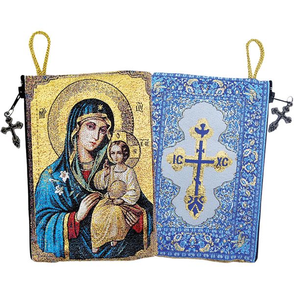 Madonna and Child with Lily Tapestry Icon Pouch