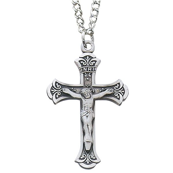 Brushed Sterling Silver Crucifix Medal
