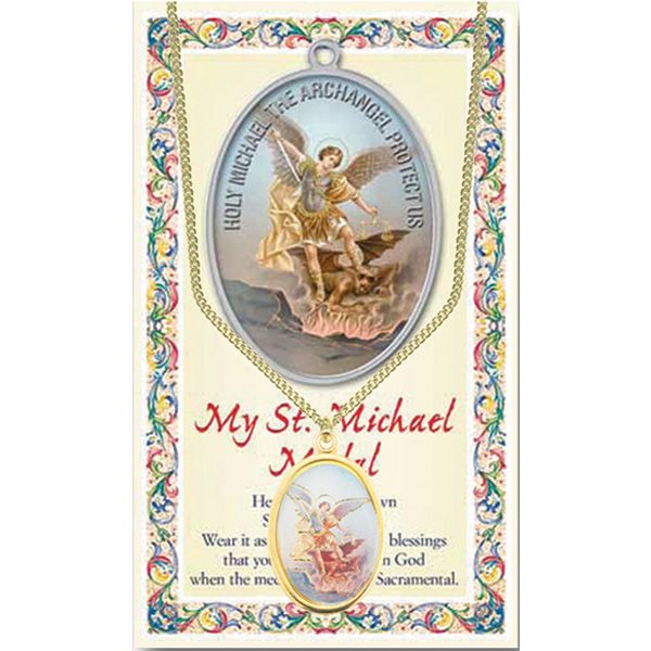 St Michael Enameled Patron Saint Medal