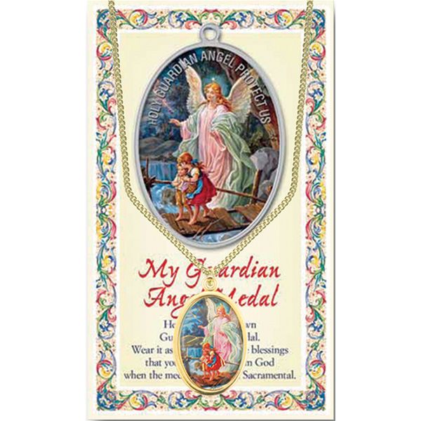 Guardian Angel Enameled Patron Saint Medal