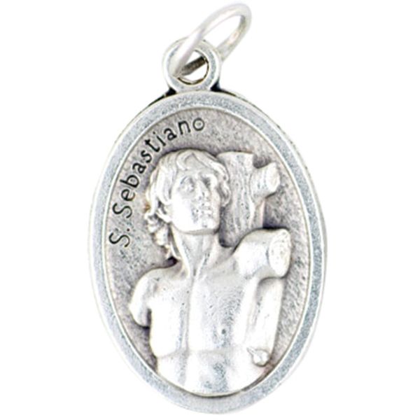 St Sebastian Oxidized Medal