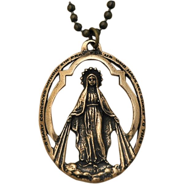 Bronze Cut Out Miraculous Medal Pendant