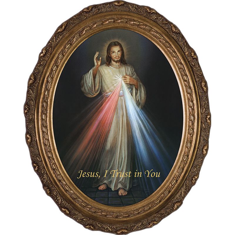 Oval Divine Mercy Framed Canvas Picture
