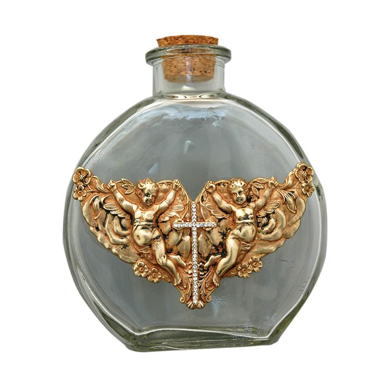 Angels with Cross Holy Water Bottle
