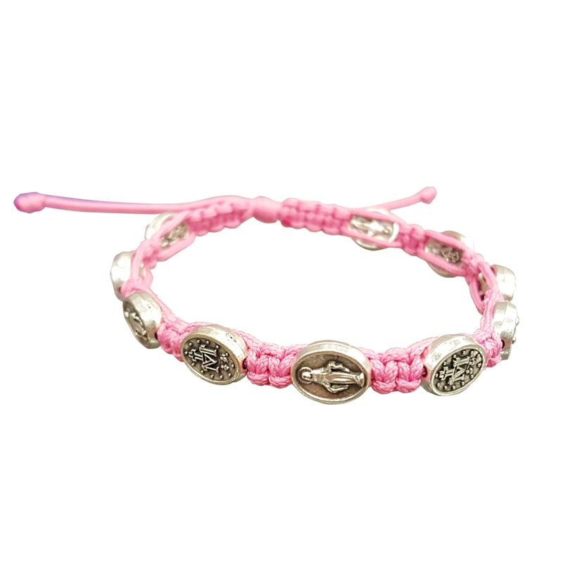 Miraculous Medal Pink Corded Bracelet