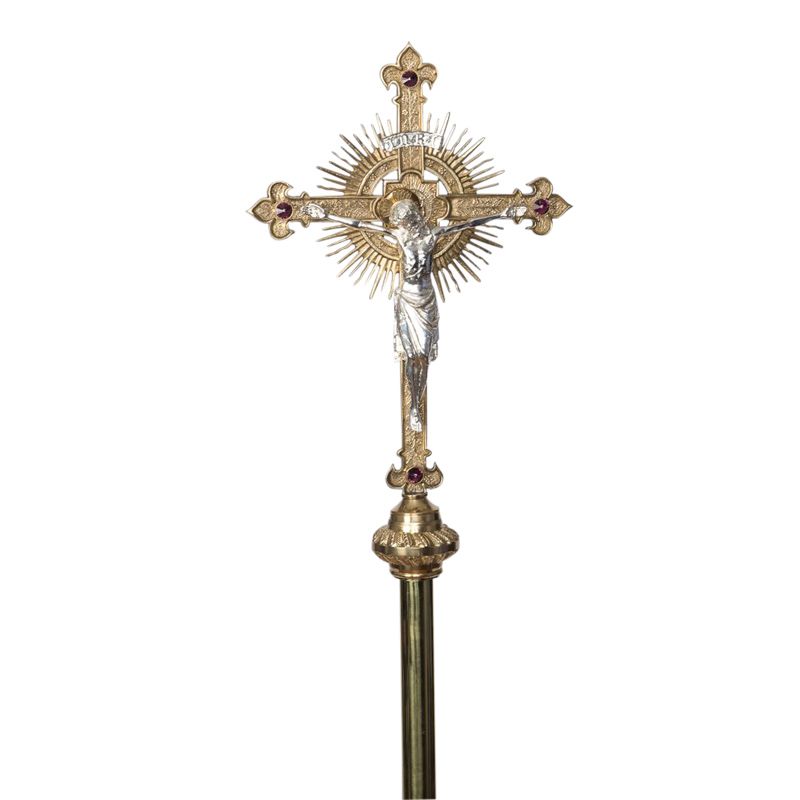 Starburst Processional Cross With Stones