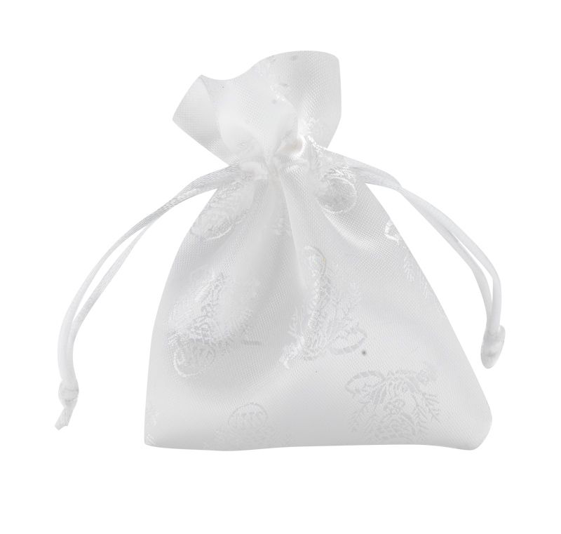 White Satin Drawstring Rosary Bag
