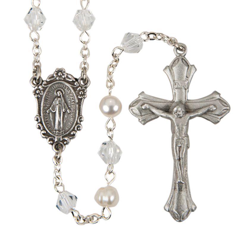 Handmade Pearl and Crystal Rosary