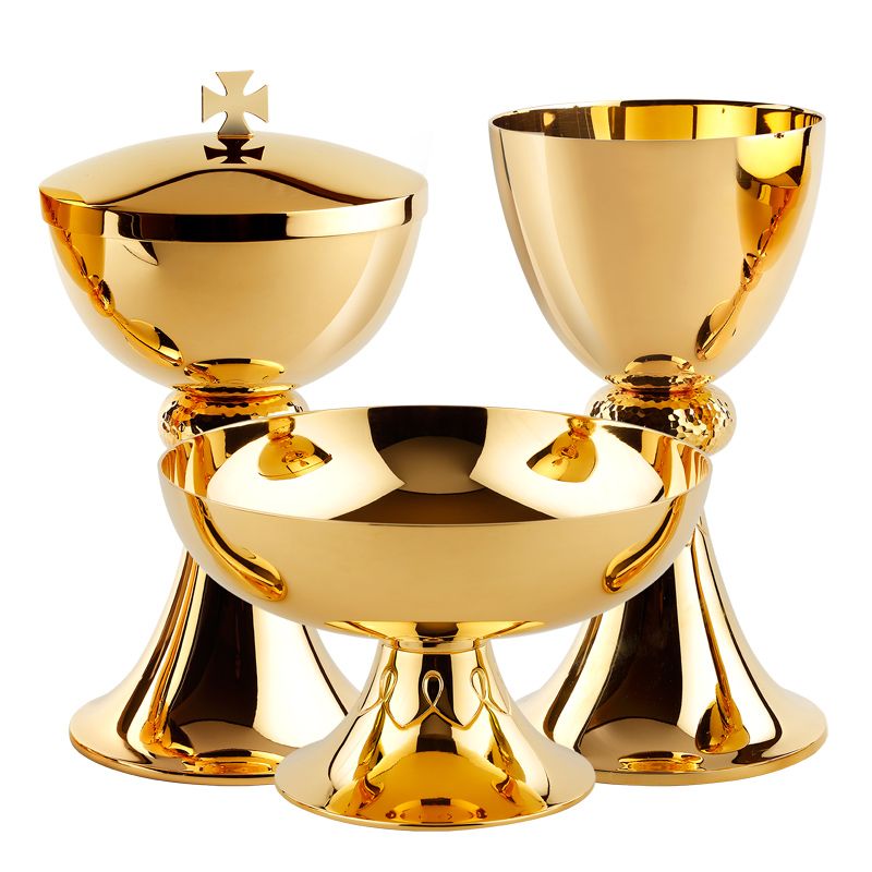 Hammered Brass Chalice Set