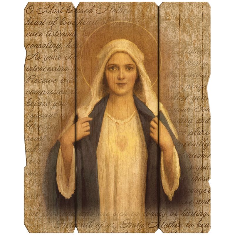 Immaculate Heart Rustic Wood Wall Plaque