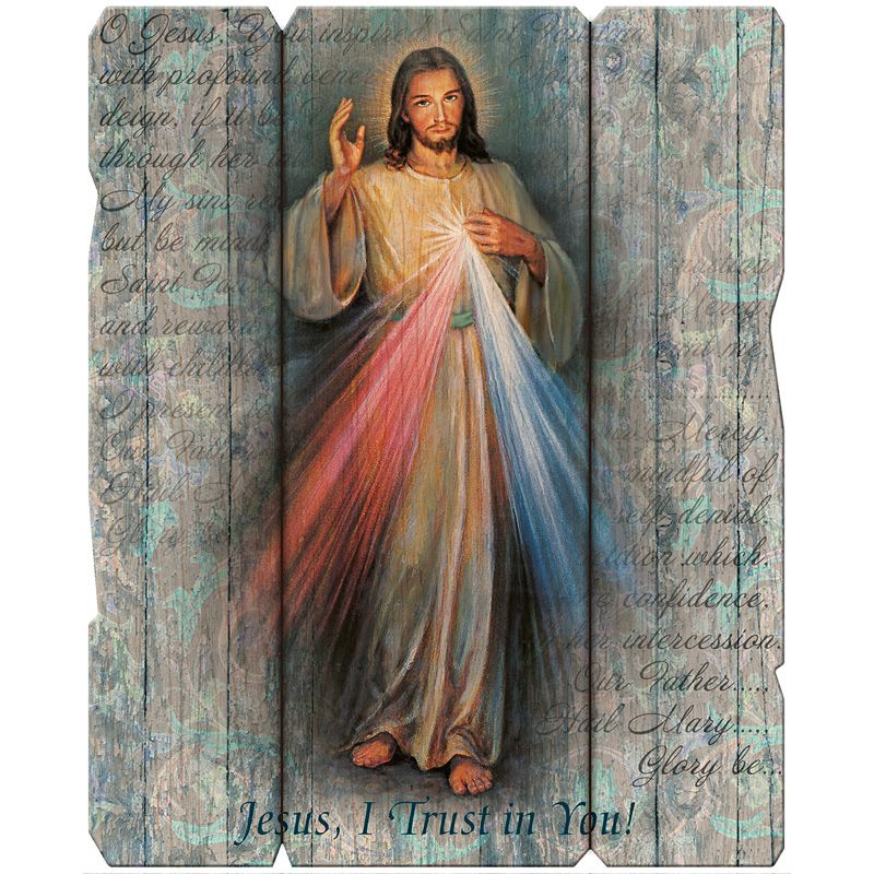 Divine Mercy Rustic Wood Wall Plaque