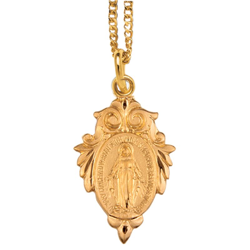 Miraculous Medal With Leafy Edge