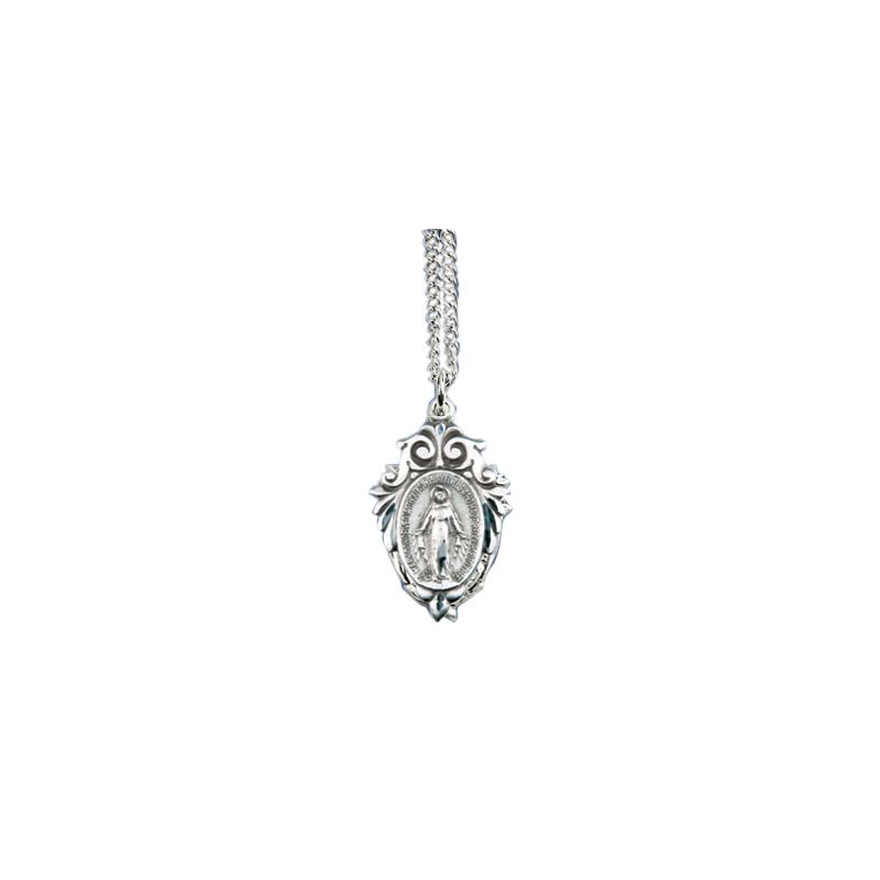 Sterling Silver Leafy Look Miraculous Medal