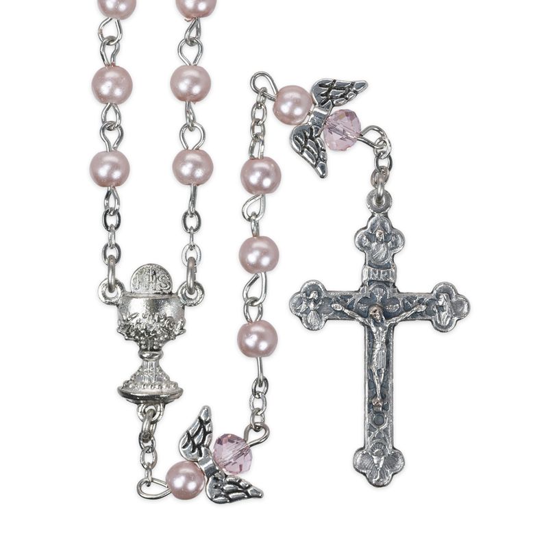 Pink Imitation Pearl Rosary