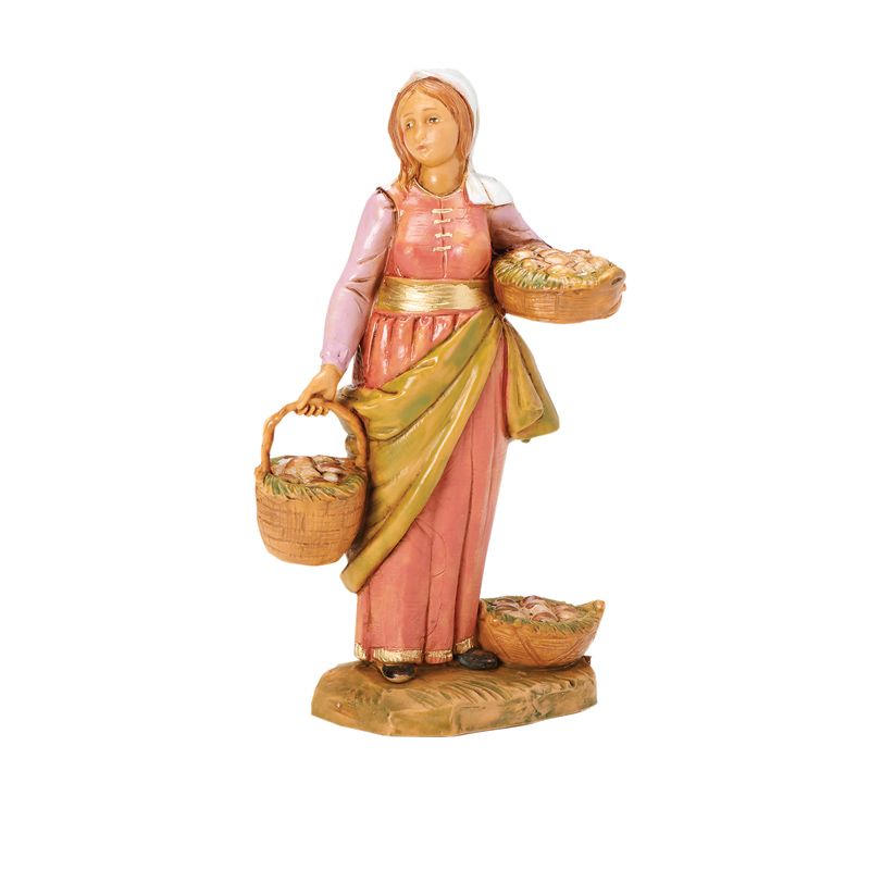 Signed Fontanini Dahlia Figurine - Lady With Mushrooms