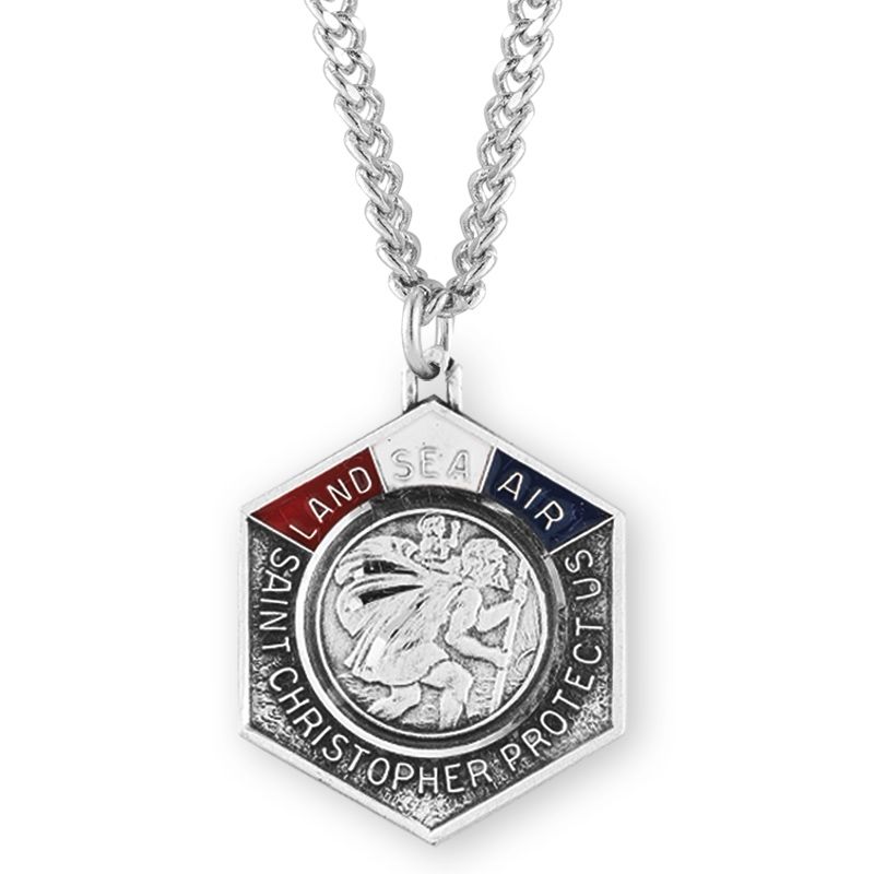 Sterling Silver St Christopher Military Medal